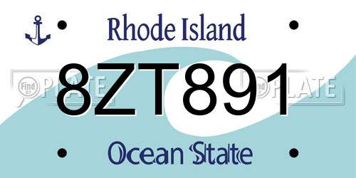 8ZT891 Rhode Island License Plate