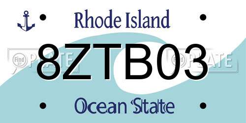 8ZTB03 Rhode Island License Plate