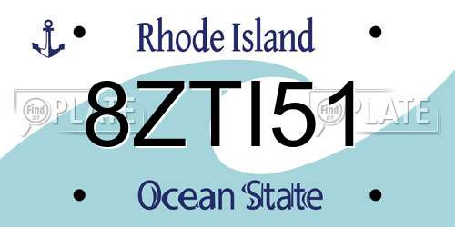8ZTI51 Rhode Island License Plate