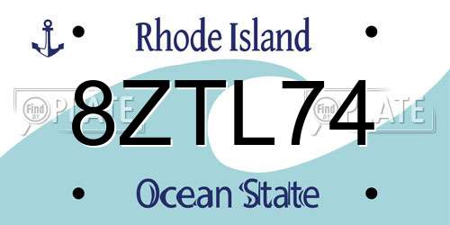 8ZTL74 Rhode Island License Plate