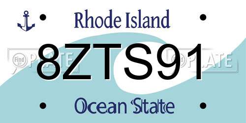8ZTS91 Rhode Island License Plate