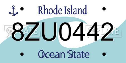 8ZU0442 Rhode Island License Plate