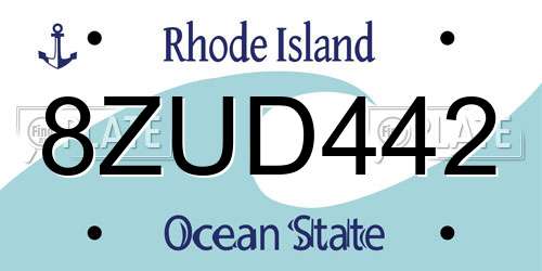 8ZUD442 Rhode Island License Plate