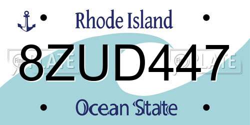 8ZUD447 Rhode Island License Plate