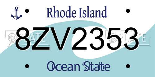 8ZV2353 Rhode Island License Plate