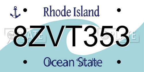 8ZVT353 Rhode Island License Plate