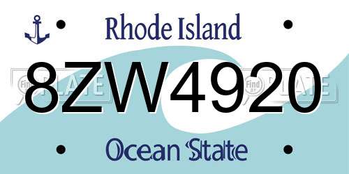 8ZW4920 Rhode Island License Plate