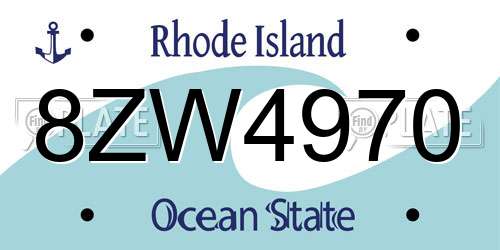 8ZW4970 Rhode Island License Plate