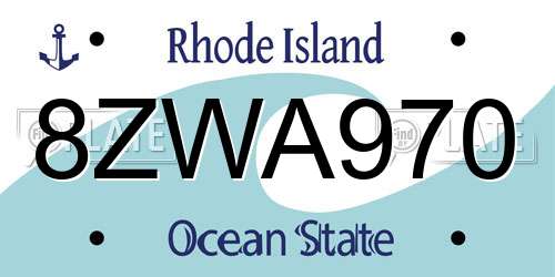 8ZWA970 Rhode Island License Plate