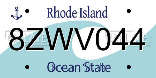 8ZWV044 Rhode Island License Plate