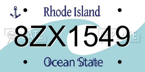 8ZX1549 Rhode Island License Plate