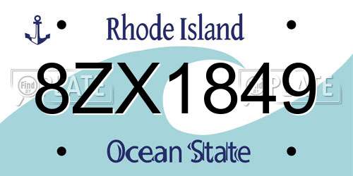 8ZX1849 Rhode Island License Plate