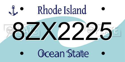 8ZX2225 Rhode Island License Plate