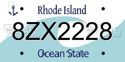8ZX2228 Rhode Island License Plate