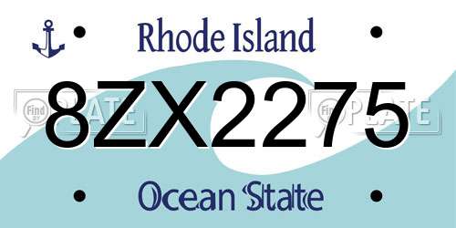 8ZX2275 Rhode Island License Plate