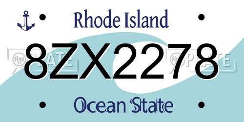 8ZX2278 Rhode Island License Plate