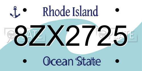 8ZX2725 Rhode Island License Plate