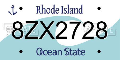 8ZX2728 Rhode Island License Plate