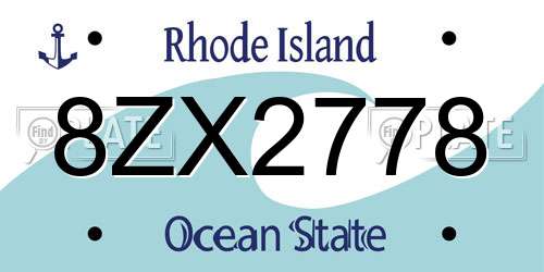 8ZX2778 Rhode Island License Plate