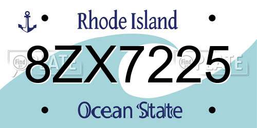8ZX7225 Rhode Island License Plate