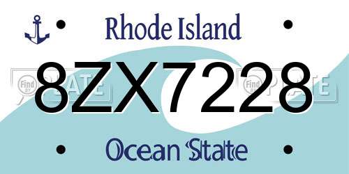8ZX7228 Rhode Island License Plate