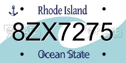 8ZX7275 Rhode Island License Plate