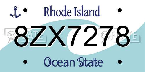 8ZX7278 Rhode Island License Plate
