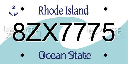 8ZX7775 Rhode Island License Plate