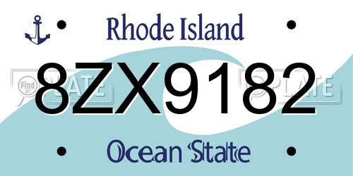 8ZX9182 Rhode Island License Plate