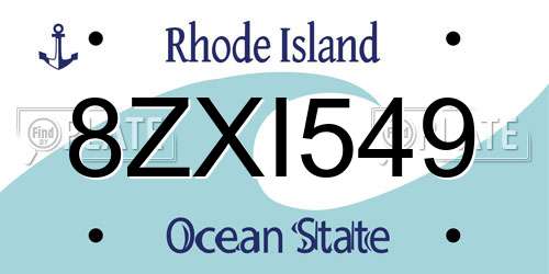 8ZXI549 Rhode Island License Plate