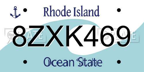 8ZXK469 Rhode Island License Plate
