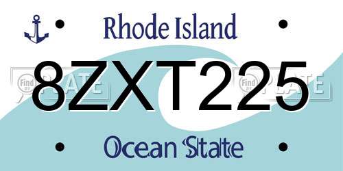 8ZXT225 Rhode Island License Plate