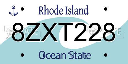 8ZXT228 Rhode Island License Plate