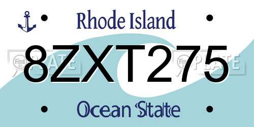 8ZXT275 Rhode Island License Plate