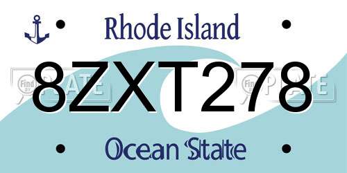 8ZXT278 Rhode Island License Plate