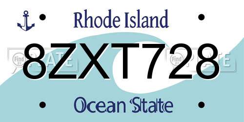 8ZXT728 Rhode Island License Plate