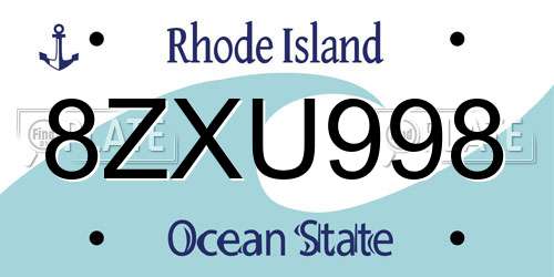8ZXU998 Rhode Island License Plate