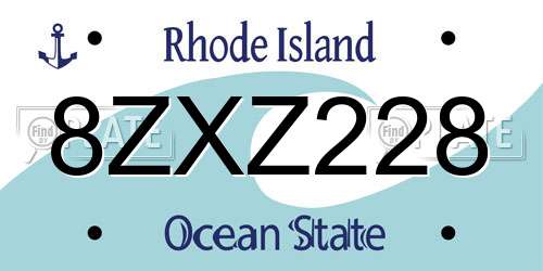 8ZXZ228 Rhode Island License Plate