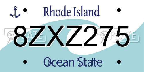 8ZXZ275 Rhode Island License Plate