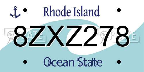 8ZXZ278 Rhode Island License Plate