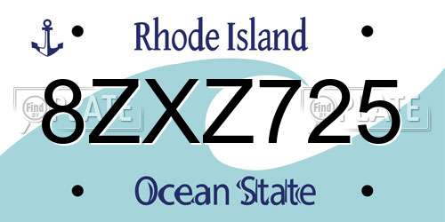 8ZXZ725 Rhode Island License Plate