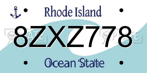 8ZXZ778 Rhode Island License Plate
