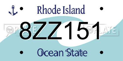 8ZZ151 Rhode Island License Plate