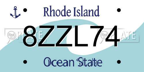 8ZZL74 Rhode Island License Plate
