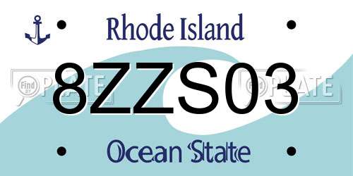8ZZS03 Rhode Island License Plate