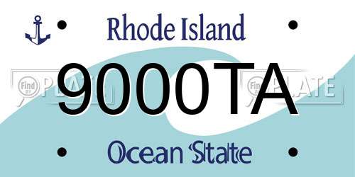 9000TA Rhode Island License Plate