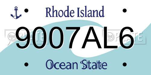 9007AL6 Rhode Island License Plate