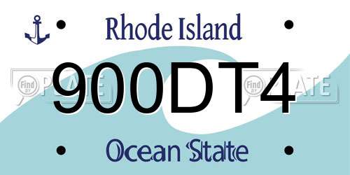 900DT4 Rhode Island License Plate