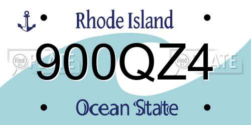 900QZ4 Rhode Island License Plate
