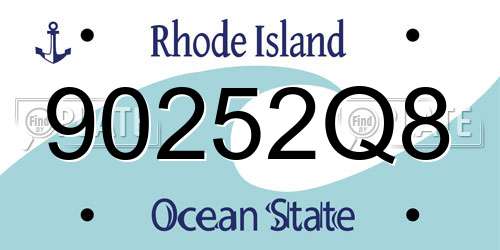 90252Q8 Rhode Island License Plate